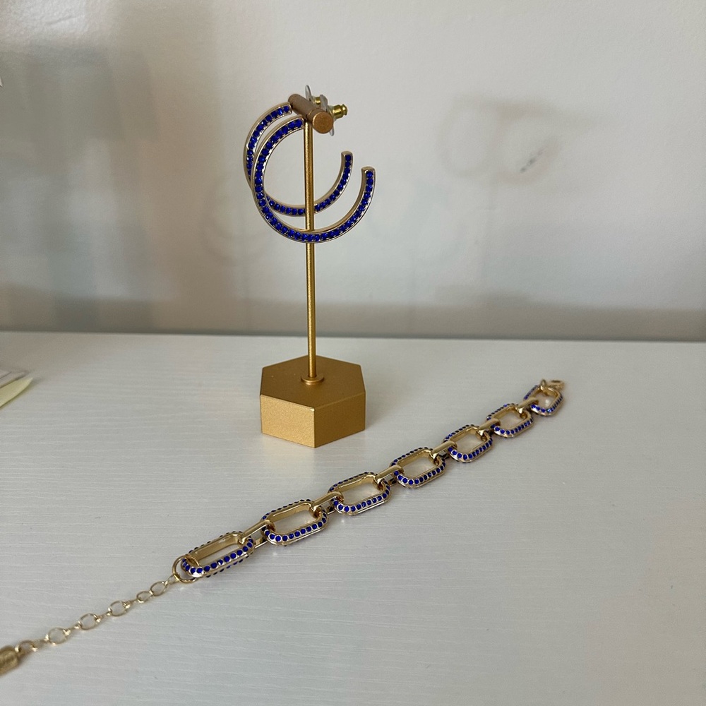 Park Lane Celebrate Bracelet - Gold and Blue Link Bracelet - Picture 5 of 8